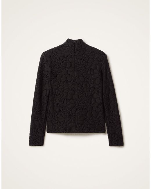 LaDoubleJ Black Lacey Turtleneck