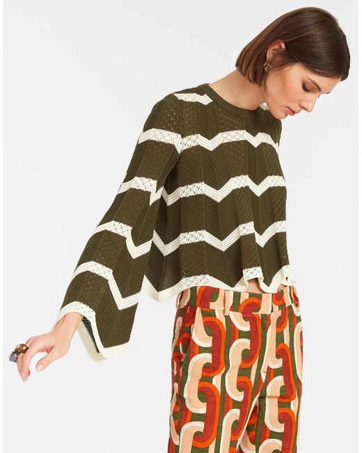 LaDoubleJ Multicolor Chevron Crop Sweater