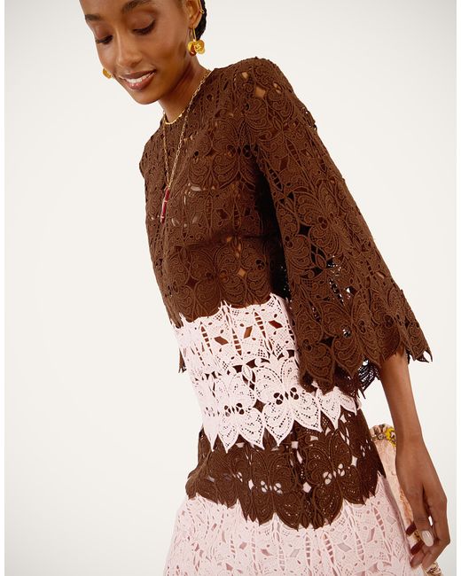 LaDoubleJ Brown Lacey Make An Exit Top