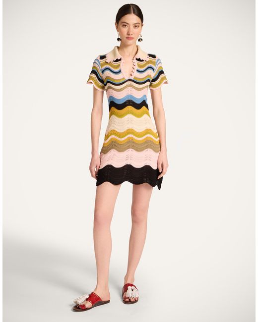 LaDoubleJ Natural Chevron Mini Dress