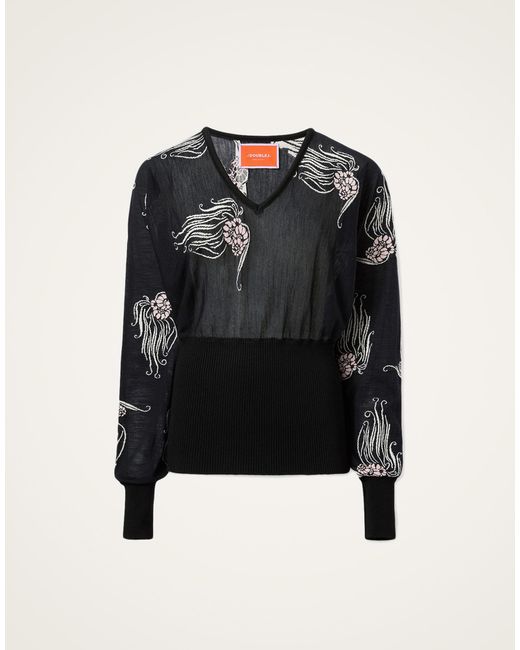 LaDoubleJ Black Winged Knit Top