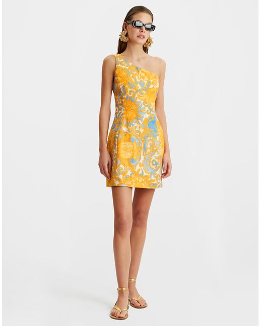 LaDoubleJ Yellow Bold Shoulder Mini Dress