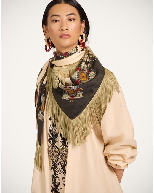LaDoubleJ Multicolor Fringe Triangle Scarf