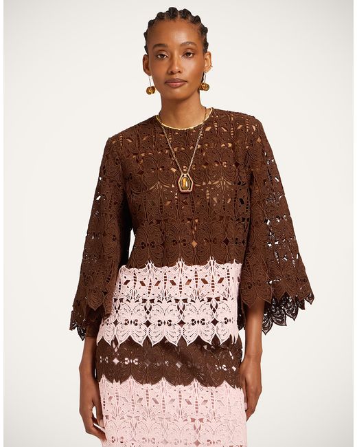 LaDoubleJ Brown Lacey Make An Exit Top