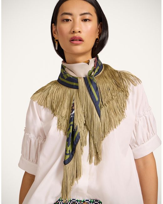 LaDoubleJ Natural Reversible Fringe Carré Scarf