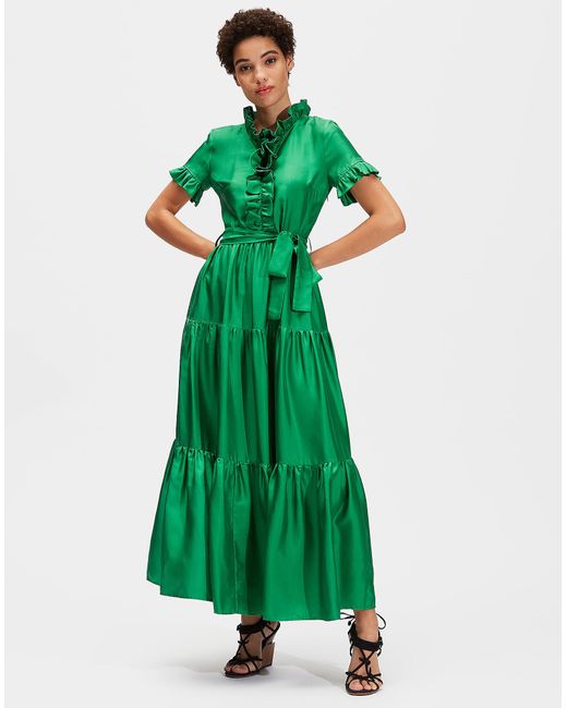 La Double J Green Long And Sassy Dress Verde In Silk