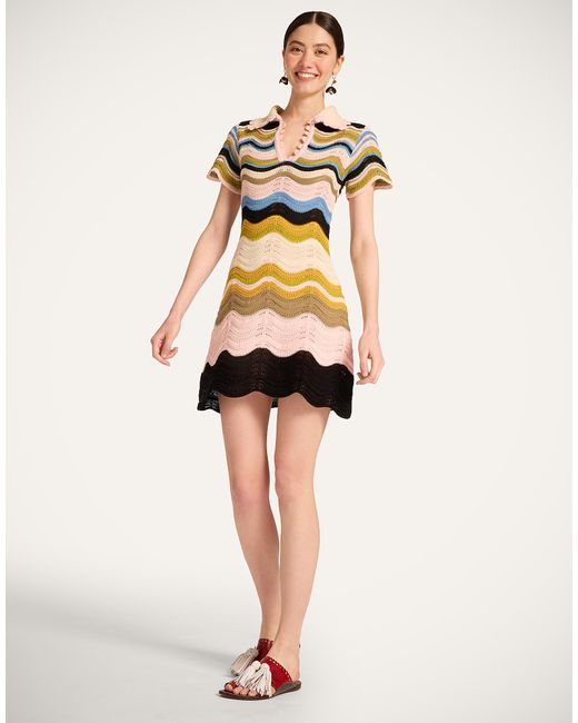 LaDoubleJ Natural Chevron Mini Dress