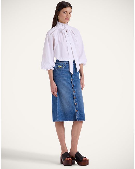 LaDoubleJ Blue The Button Front Vagabond Midi Skirt