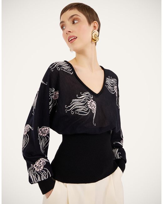 LaDoubleJ Black Winged Knit Top
