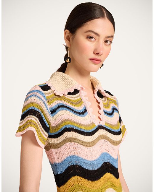LaDoubleJ Natural Chevron Mini Dress