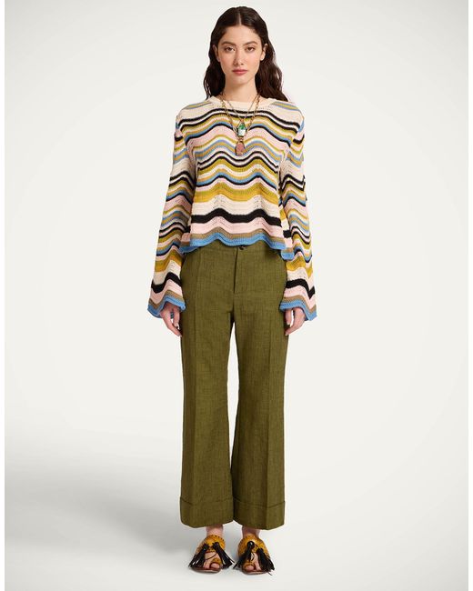 LaDoubleJ Yellow Chevron Crop Sweater