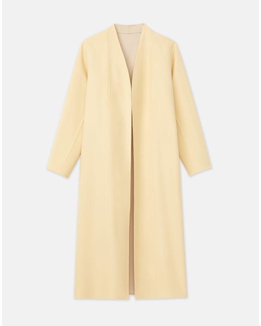 Lafayette 148 New York Natural Wool-silk Double Face Reversible Open Front Coat