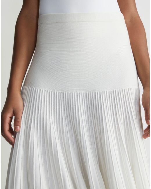 Lafayette 148 New York White Responsible Matte Crepe Ottoman Stitch Skirt