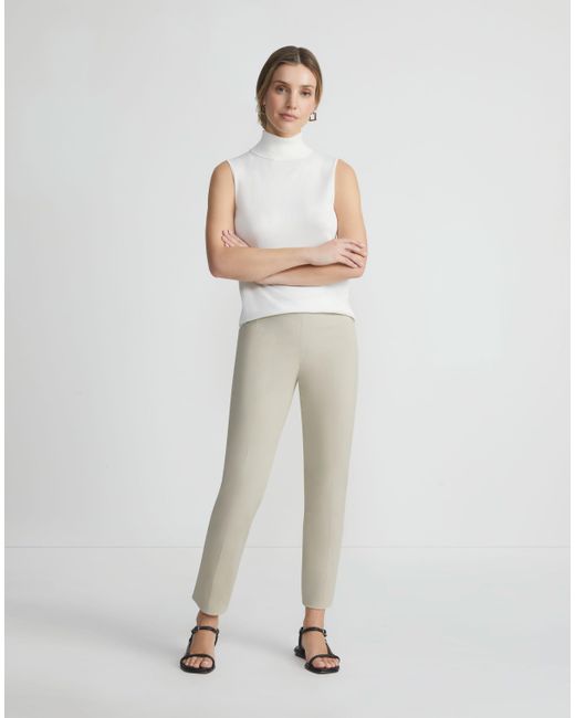 Lafayette 148 New York White Petite Stretch Twill Stanton Pant