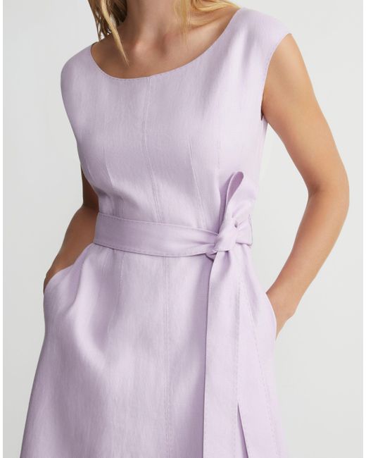 Lafayette 148 New York Pink Linen Fit & Flare Midi Dress