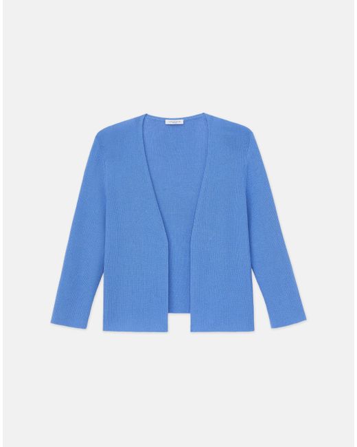 Lafayette 148 New York Blue Finespun Voile Open-front Cropped Cardigan