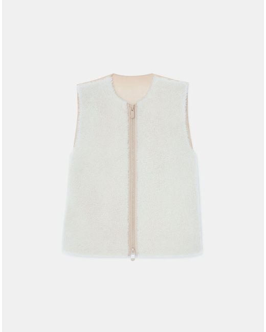 Lafayette 148 New York Shearling & Quilted Down Collarless Vest in ...