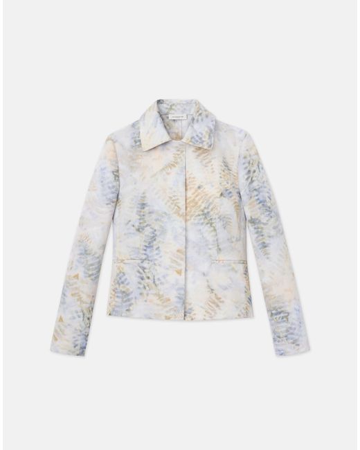 Lafayette 148 New York White Eco Fern Print Linen-poly Jacket
