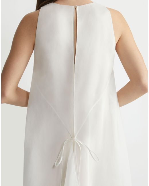 Lafayette 148 New York White Silk Organza Overlay Tie Back Gown
