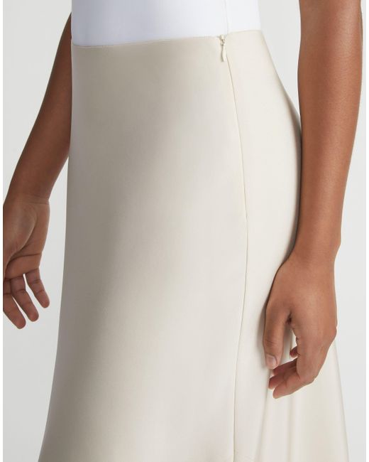Lafayette 148 New York White Organic Silk Stretch Crepe De Chine Bias Skirt