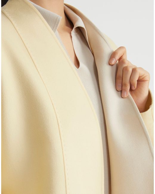 Lafayette 148 New York Natural Wool-silk Double Face Reversible Open Front Jacket