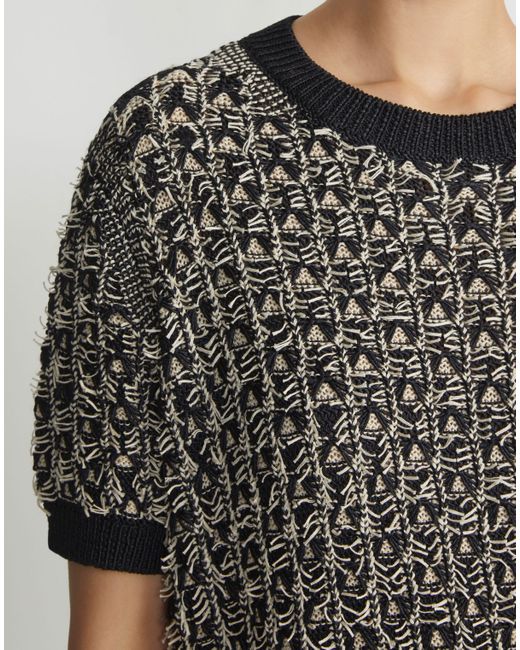 Lafayette 148 New York Gray Softspun Silk-organic Cotton Textured Stitch Sweater