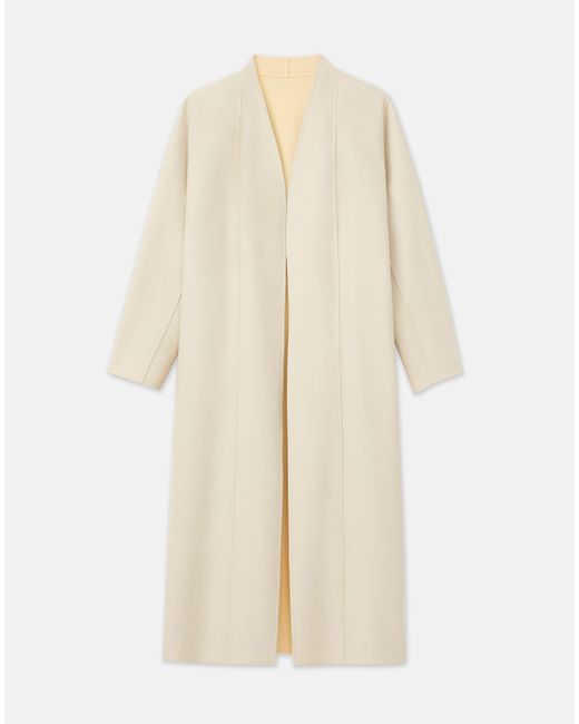 Lafayette 148 New York Natural Wool-silk Double Face Reversible Open Front Coat