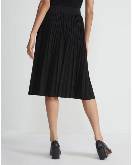 Lafayette 148 New York Black Plus-size Finespun Voile Pleat Stitch Skirt