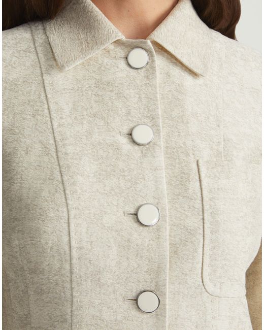 Lafayette 148 New York White Petite Textured Jacquard Cotton-linen Three Pocket Jacket