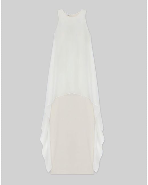 Lafayette 148 New York White Silk Organza Overlay Tie Back Gown