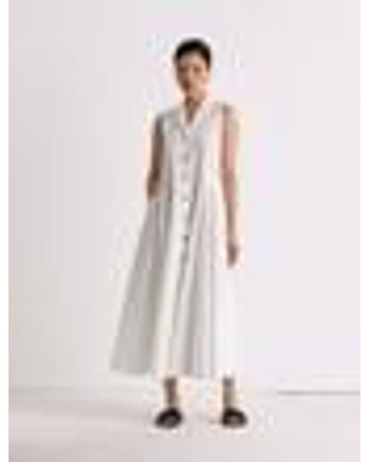 Lafayette 148 New York Gray Organic Cotton Poplin Sleeveless Shirtdress