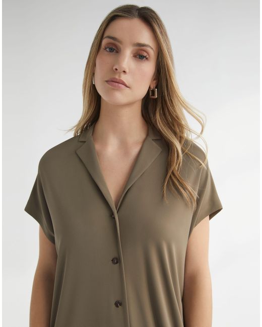 Lafayette 148 New York Gray Plus-size Matte Jersey Short Sleeve Tunic Dress