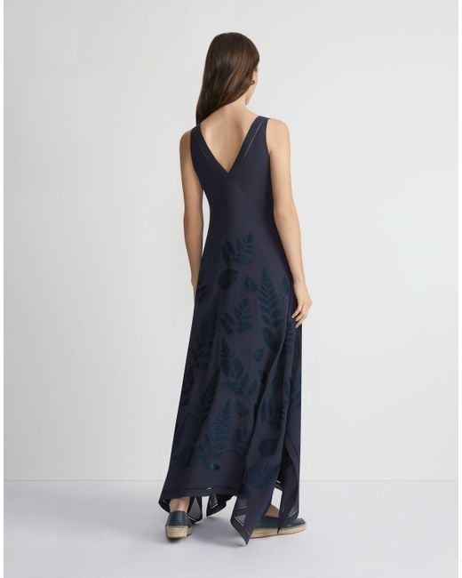 Lafayette 148 New York Blue Eco Flora Jacquard Viscose-silk Voile Handkerchief Dress