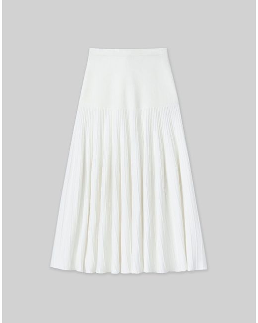 Lafayette 148 New York White Responsible Matte Crepe Ottoman Stitch Skirt