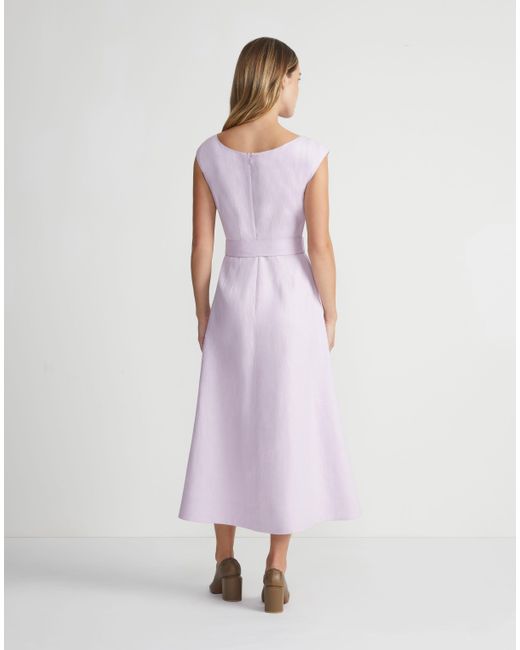 Lafayette 148 New York Pink Linen Fit & Flare Midi Dress