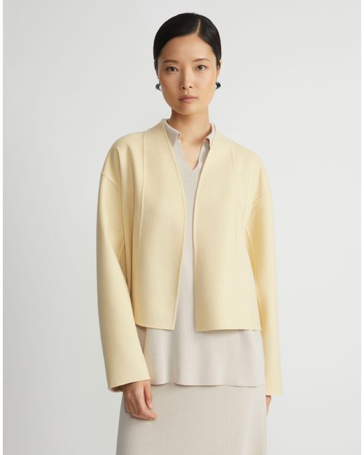 Lafayette 148 New York Natural Wool-silk Double Face Reversible Open Front Jacket