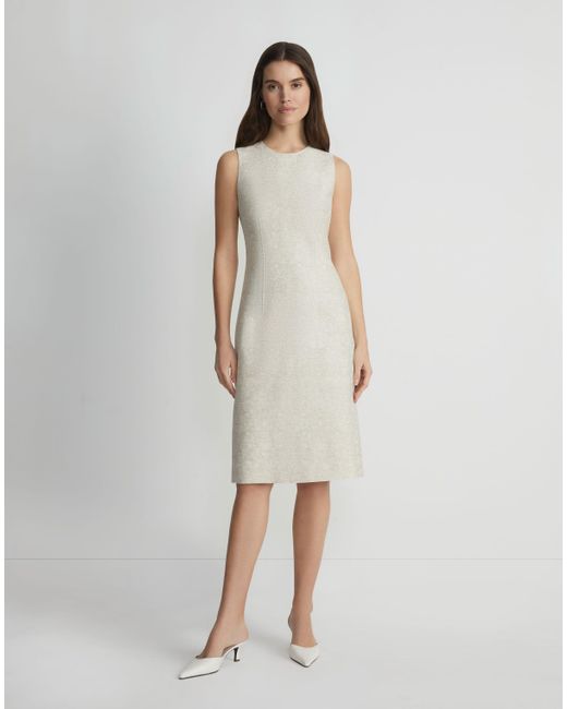 Lafayette 148 New York White Textured Jacquard Cotton-linen Sheath Dress