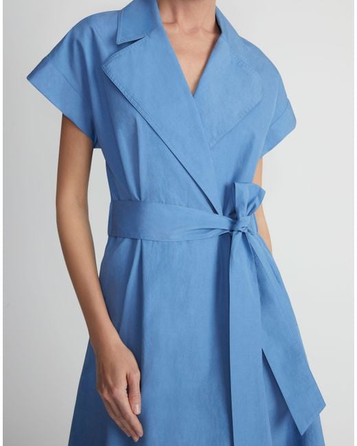 Lafayette 148 New York Blue Plus-size Organic Cotton Poplin Wrap Shirtdress