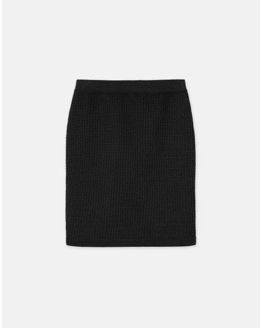 Lafayette 148 New York Black Organic Cotton Block Mesh Stitch Skirt