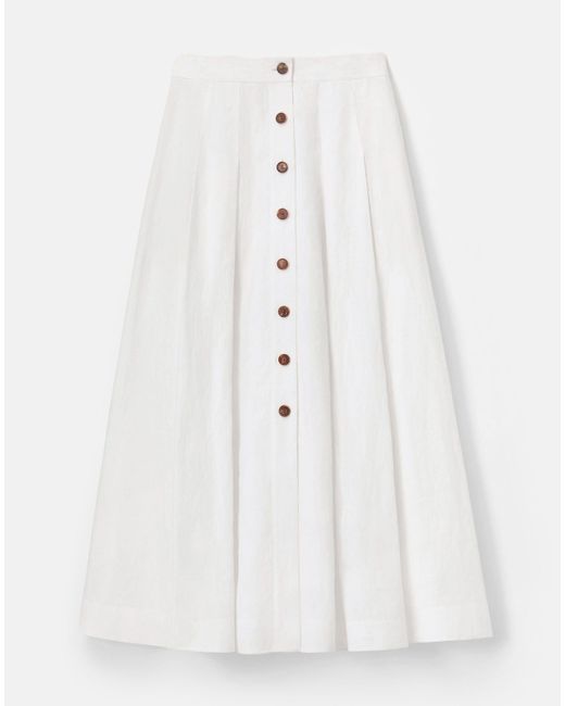 Lafayette 148 New York White Lafayette 148 Ny Organic Linen Button Front Midi Skirt