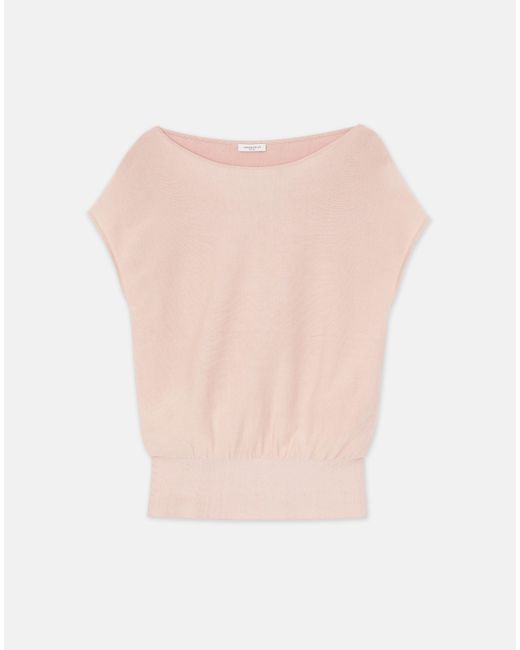 Lafayette 148 New York Pink Petite Responsible Matte Crepe Blouson Sweater
