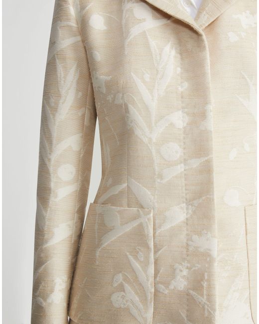 Lafayette 148 New York White Eco Flora Jacquard Cotton-silk Patch Pocket Blazer