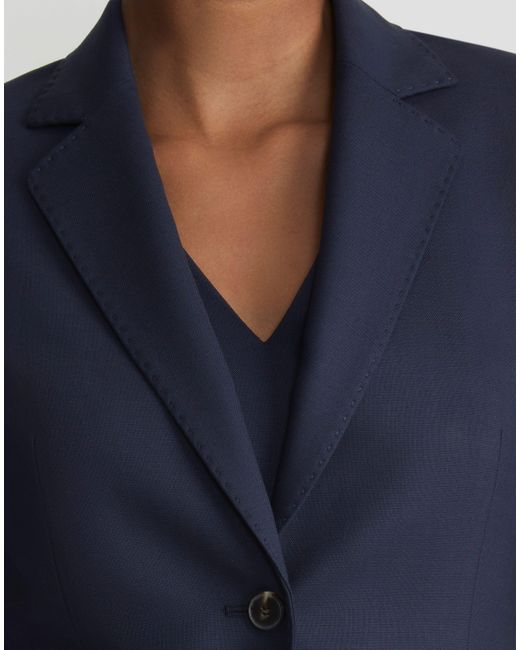 Lafayette 148 New York Blue Plus-size Responsible Stretch Wool Two Button Blazer