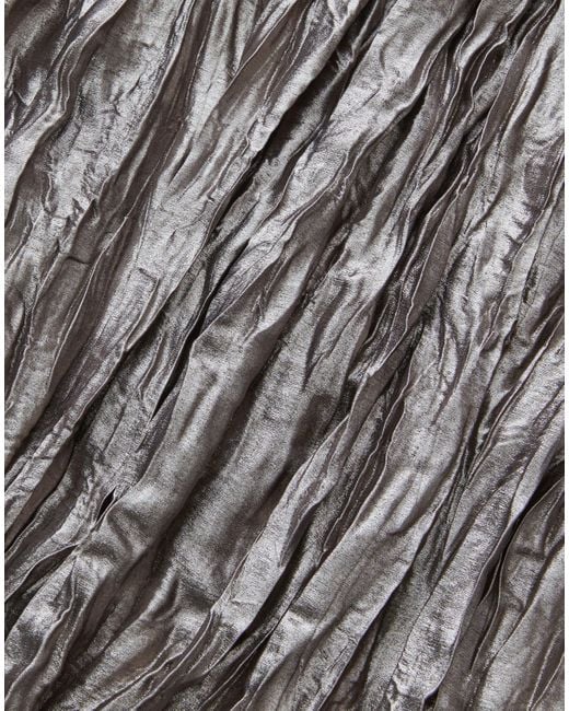 Lafayette 148 New York Gray Metallic Plissé Blouson Dress