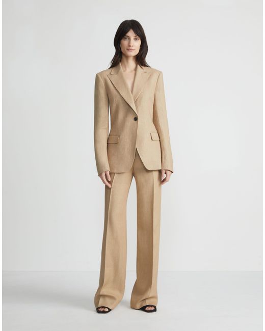 Lafayette 148 New York Natural Linen Single Button Blazer