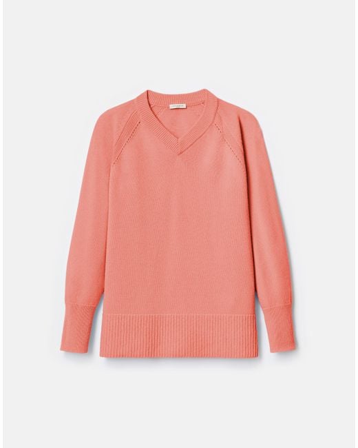 Lafayette 148 New York Pink Wool Cashmere V Neck Sweater