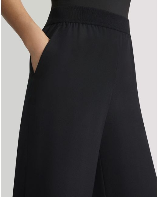 Lafayette 148 New York Black Plus-size Organic Silk Stretch Georgette Knit Waist Riverside Pant