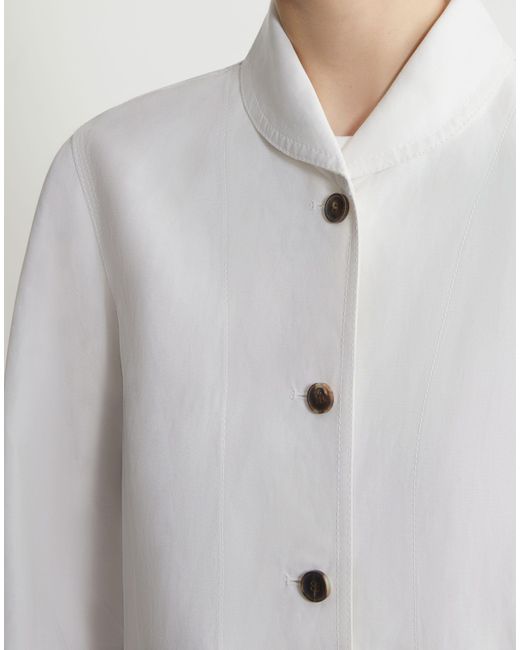 Lafayette 148 New York White Silk-linen Shawl Collar Shirt Jacket