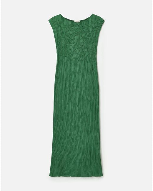 Lafayette 148 New York Green Satin Plisse Smocked Cap Sleeve Maxi Dress