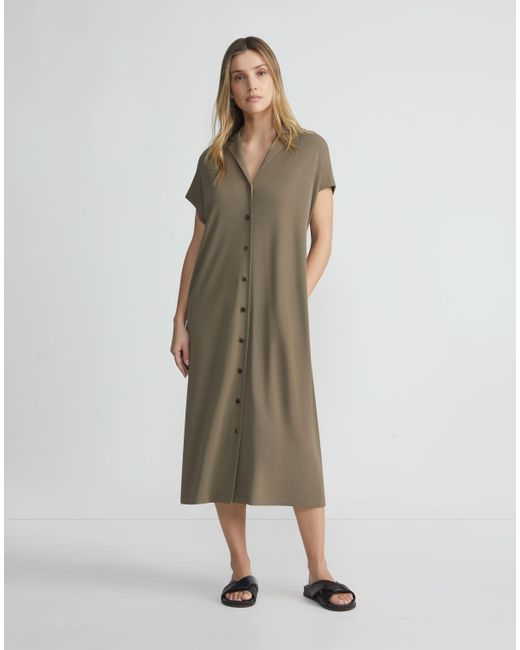 Lafayette 148 New York Gray Plus-size Matte Jersey Short Sleeve Tunic Dress